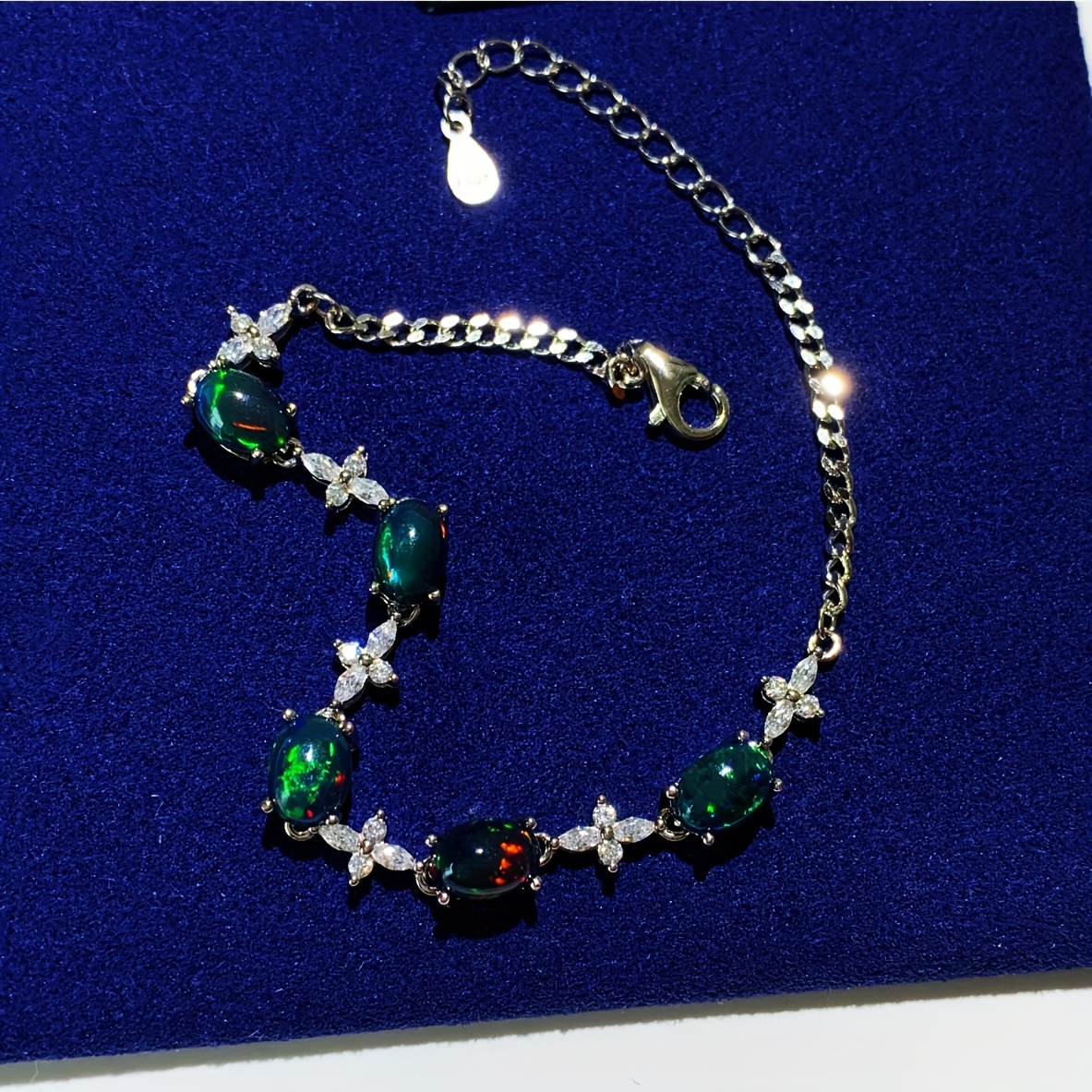 Women's Genuine Natural Opal Bracelet in S925 Silver